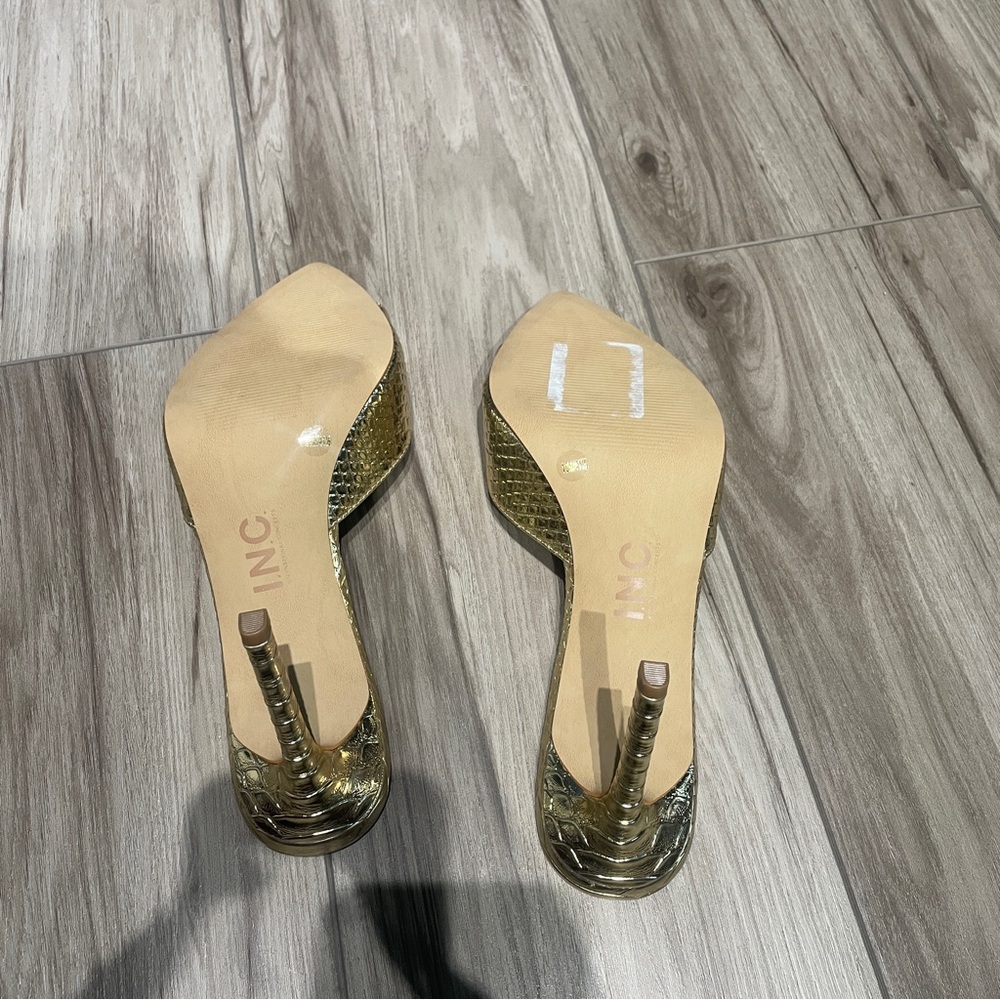 INC International Concepts Women's Metallic Gold Heels - Picture 3 of 5
